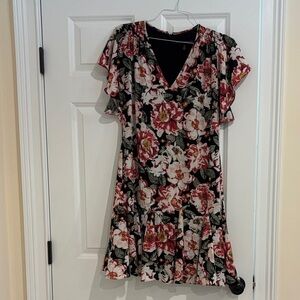 White House Black Market Floral Ruffle Mini Dress